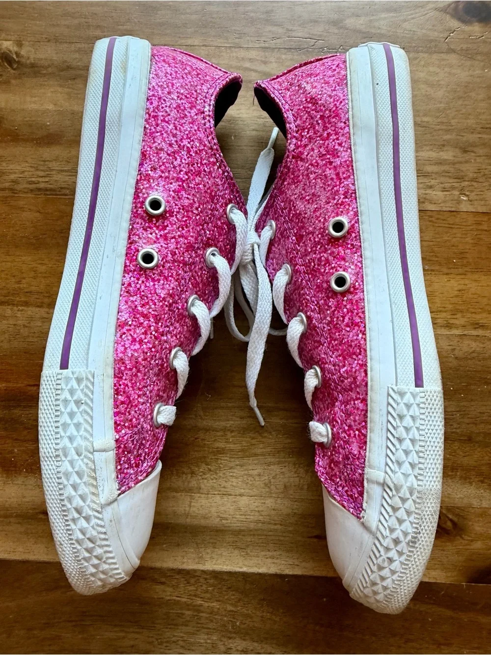 Converse Chuck Taylor All Star Pink Glitter Low Top Sneakers Junior Size 4